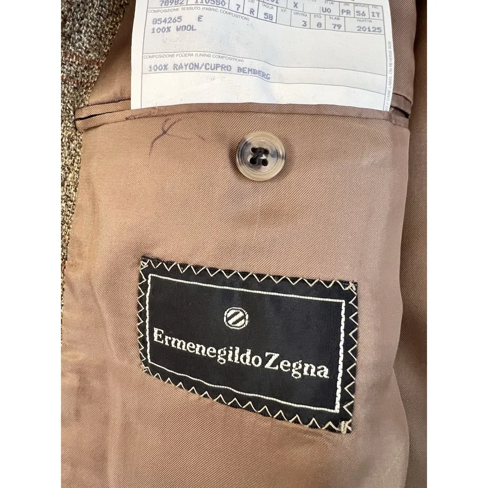 Ermenegildo Zegna Blazer Men's Tan Brown Sport Jacket Made Italy Paul Simon Wool
